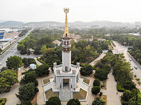 航拍辽宁大连旅顺胜利塔