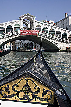 意大利,威尼斯,船首,小船,接近,雷雅托桥