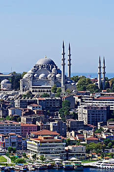 风景,清真寺,加拉达塔,塔,伊斯坦布尔,土耳其,亚洲