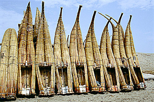 传统,秘鲁,芦苇,船,提提卡卡湖