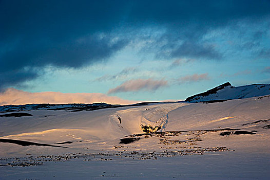 冬季风景,远眺,冰河,冰岛,高地,欧洲