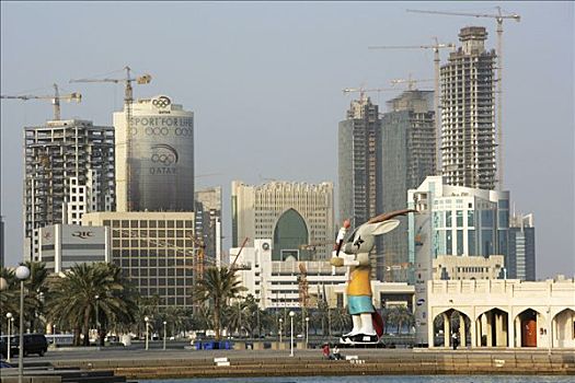 多哈,湾,建筑,高层建筑,地区,北方,滨海路,卡塔尔