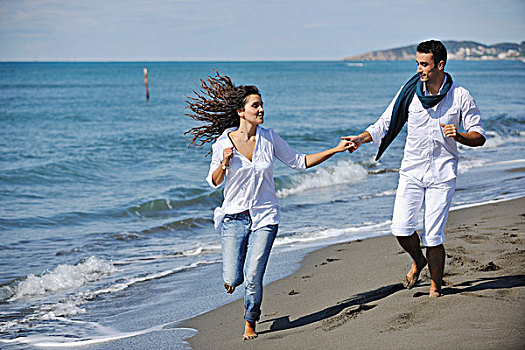 高兴,年轻,情侣,白人,衣服,浪漫,娱乐,有趣,美女,海滩,假期