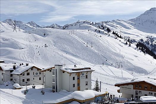 滑雪,区域,山,阿勒堡,提洛尔,奥地利