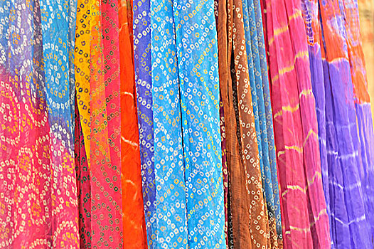 彩色,布,丝绸,棉布,斋浦尔,拉贾斯坦邦,北印度,亚洲