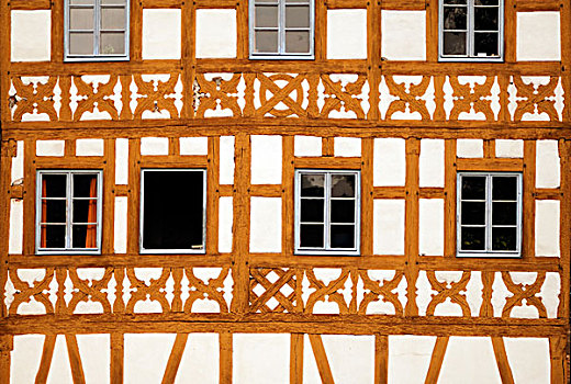 特写,木结构,老,城镇,班贝格,上弗兰科尼亚,巴伐利亚,德国,欧洲