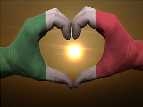 心形,喜爱,手势,彩色,意大利,旗帜