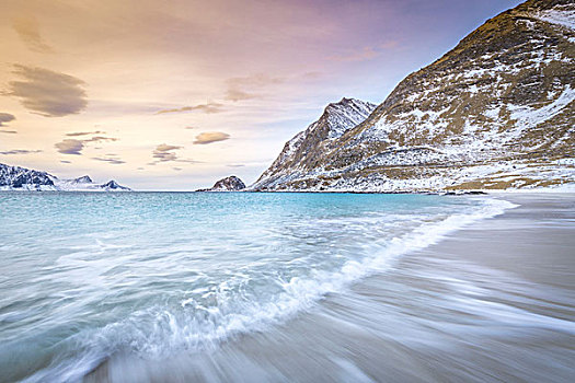 海滩,罗弗敦群岛,岛屿,挪威