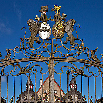 入口,大门,城堡,藻厄兰,北莱茵威斯特伐利亚,德国,欧洲