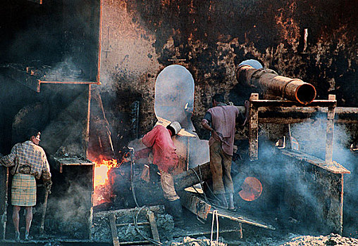 工人,院子,2004年,生活,钢铁业,姿势,严肃,健康,危险,船