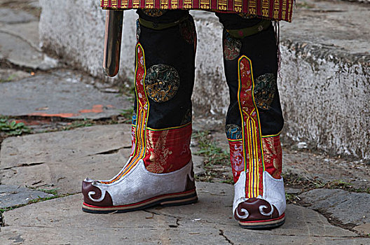 和尚,穿,传统服装,不丹