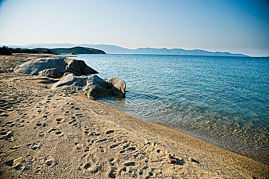 希腊,海其迪奇,岩石构造,海滩