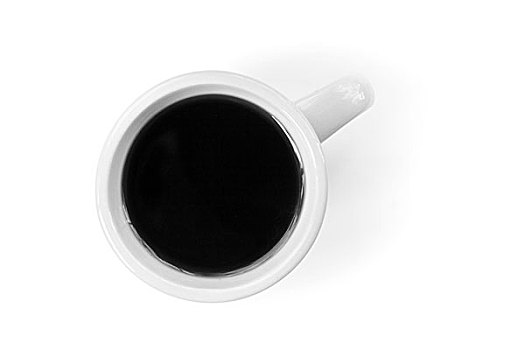 白色,杯子,满,黑咖啡,站立,桌子,软,俯视,单色调,照片