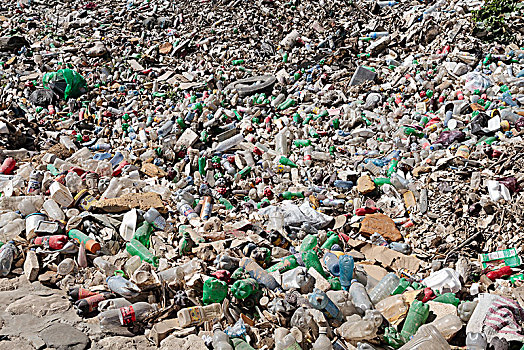 塑料制品,垃圾,塑料瓶,街道,太子港,海地,中美洲