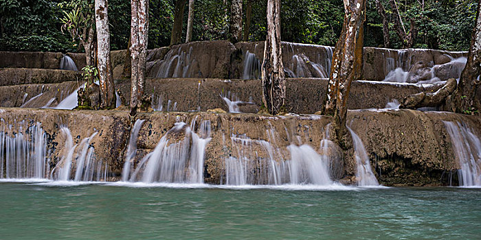 风景,瀑布,琅勃拉邦,老挝
