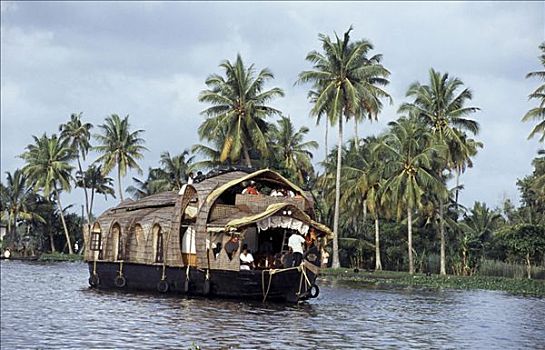 船屋,湖,地区,喀拉拉,印度