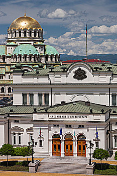 保加利亚,索非亚,议会,建筑,大教堂,俯视图