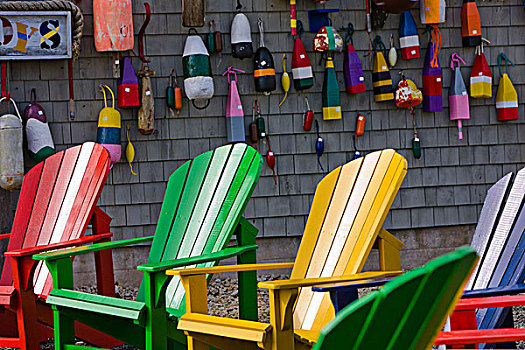 宽木躺椅,浮漂,墙壁,蓝色,石头,新斯科舍省,加拿大