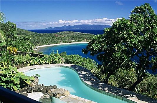 斐济,瓦卡亚岛,家,水池,漂亮,海景