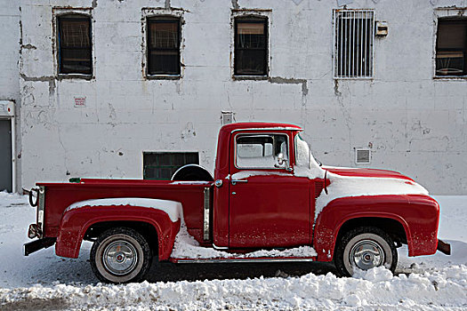 卡车,雪中,纽约,美国