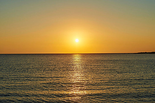 日落,上方,海洋,塞萨利,克里特岛,希腊,欧洲