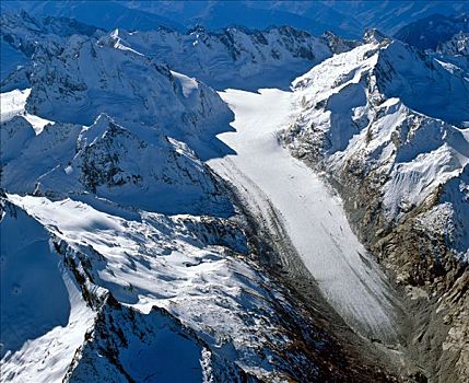 航拍,冰河,瑞士,欧洲