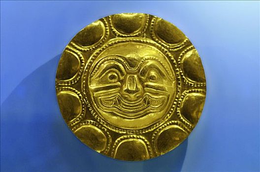 前哥伦布时期,收集,太阳,光盘,黄金,博物馆,哥伦比亚,南美