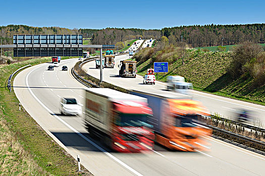 高速公路,公路,卡车,汽车,动感,穿过,图林根州,德国,欧洲