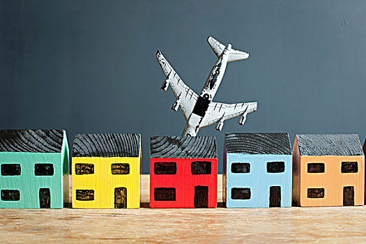 飞机,碰撞,房屋模型