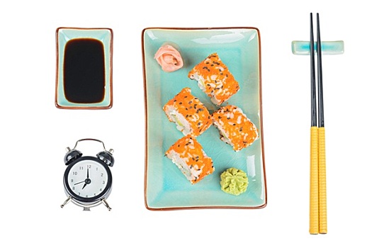 寿司卷,俯视,时间,吃,概念