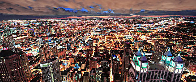 芝加哥,城市,天际线,全景