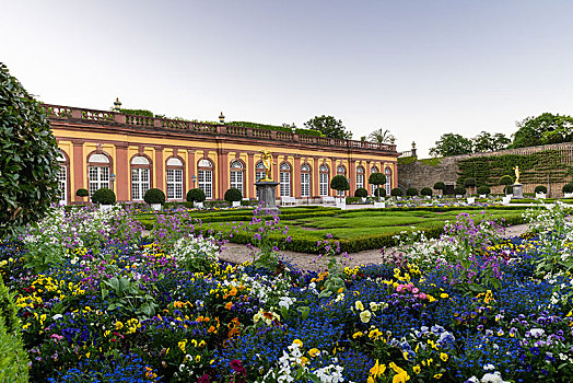城堡,花园,彩色,花,黑森州,德国,欧洲