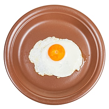俯视,煎鸡蛋,褐色,盘子,隔绝