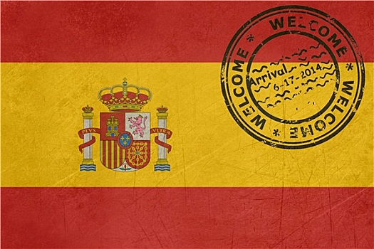 欢迎,西班牙,旗帜,护照
