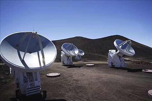 排列,射电望远镜,高度,靠近,顶峰,灭绝,火山,莫纳克亚,夏威夷,美国
