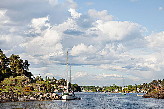 帆船,峡湾,奥斯陆,挪威