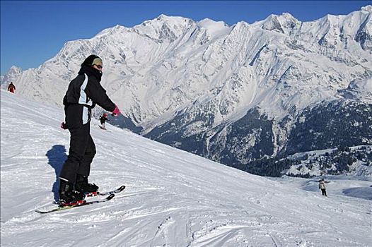 滑雪,长度,勃朗峰,法国