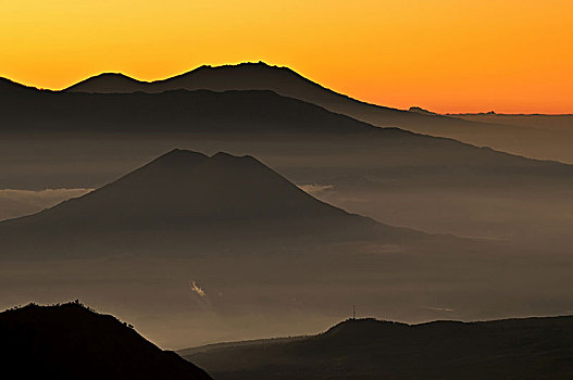 山,婆罗莫,国家公园,日落,爪哇,印度尼西亚
