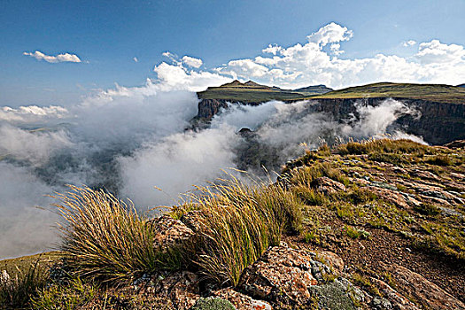 莱索托,边界,南非,德拉肯斯堡,山脉,云,卷起