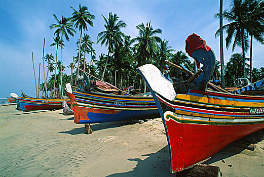 马来西亚,乡村,海滩,渔船