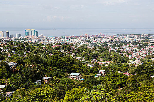 南美,特立尼达,西班牙港,城市,俯视