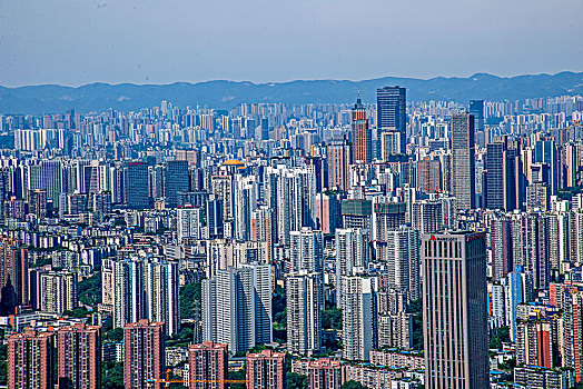 2047年重庆市南岸区南山老君洞道观俯瞰重庆渝中与南岸两区