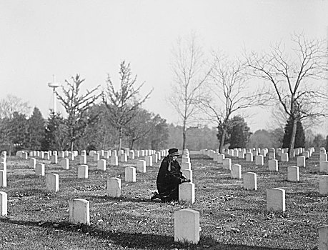 女人,跪着,墓碑,阿灵顿国家公墓,阿灵顿,弗吉尼亚,美国,墓地,历史