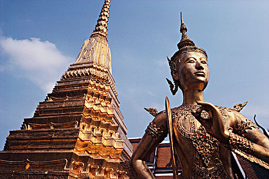 泰国,曼谷,翡翠佛,庙宇,雕塑,大幅,尺寸