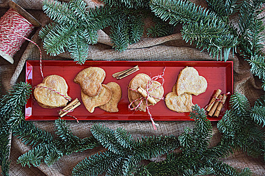 心形,饼干,桂皮,糖,圣诞节