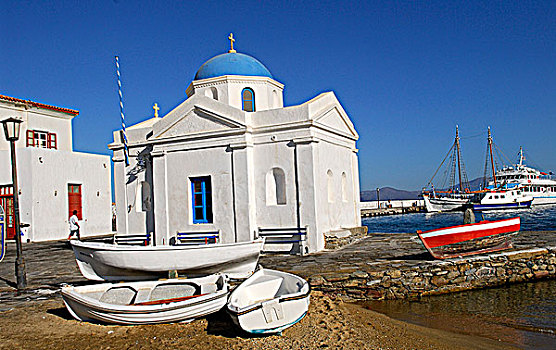 希腊,基克拉迪群岛,米克诺斯岛,城市,教堂