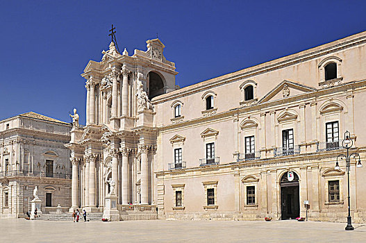 大教堂,锡拉库扎,中央教堂,著名,教堂,西西里,意大利