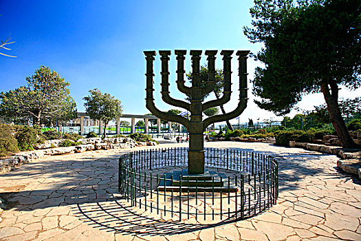 光明节,枝状大烛台,户外,耶路撒冷,以色列,中东