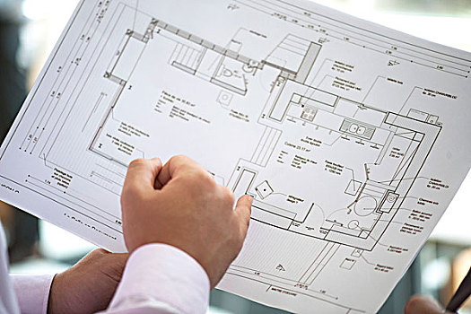 商务人士,拿着,蓝图,特写