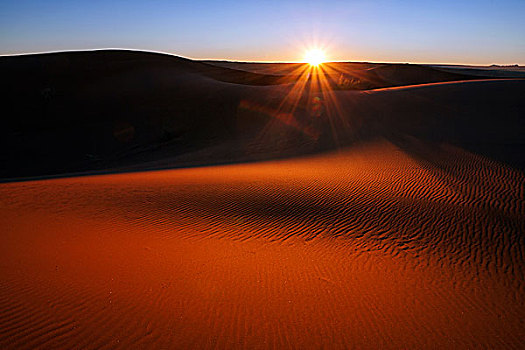 南方,山麓,纳米布沙漠,沙丘,日落,逆光,夜灯,纳米比亚,非洲